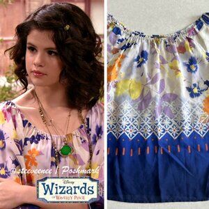 Floral Half Sleeve Silk Peasant Blouse ASO Alex Russo